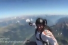 Skydiver's Near Impact and Landing on Top of a Mountain