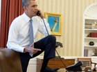 Right outraged at Obama's foot on desk photo